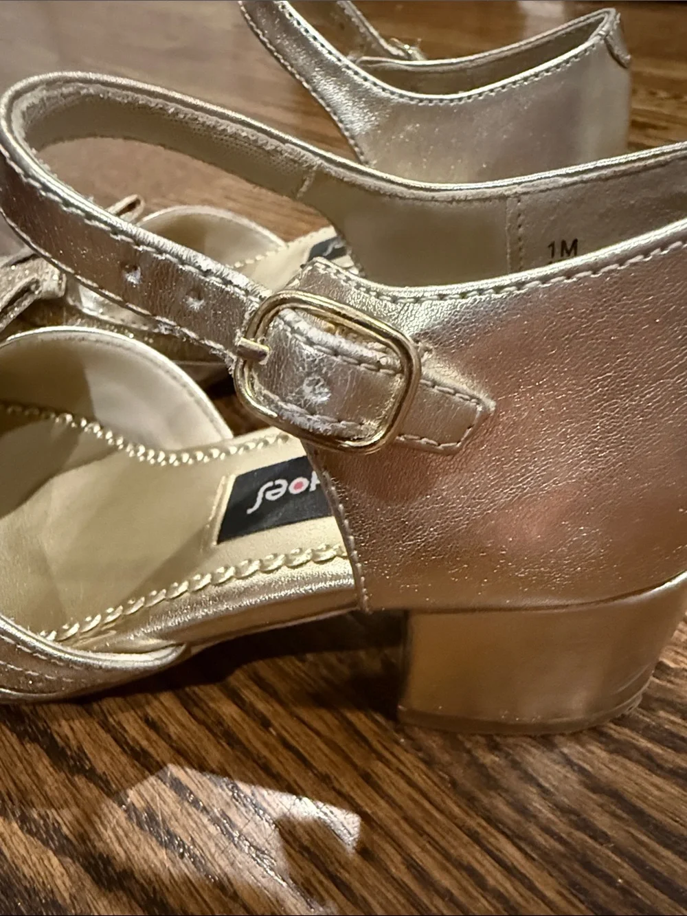 Rachel Shoes Gold Glitter Bow Mary Jane Flats